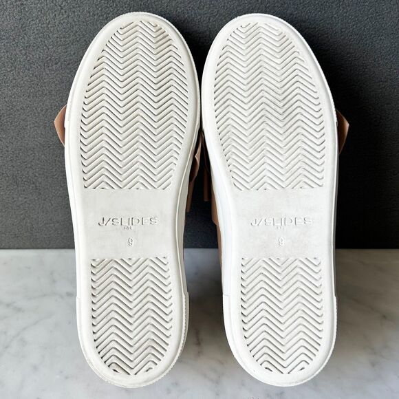 J Slides Blush Pink Leather Beauty Bow Sneakers Slip On Platform-Women's Size 9 - Picture 6 of 8